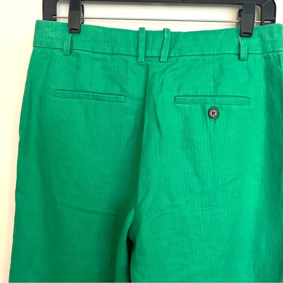 J. Crew Linen Cropped Wide Leg Green Pants Trousers Size 4 - Picture 10 of 11